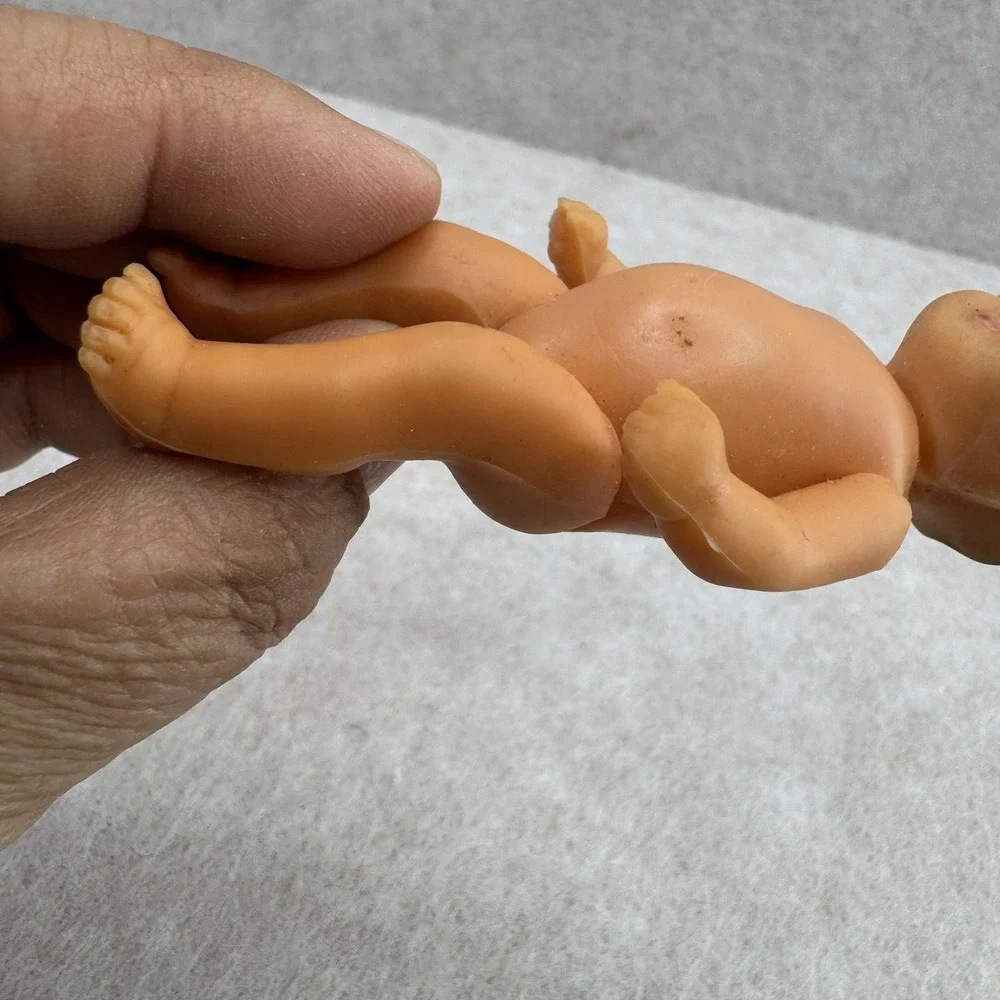 VTG 60s Ari Doll 4in Rubber Plastic Baby Boy Doll Brown Hair Blue‎ Eyes Germany